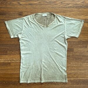 John Elliott Men’s Olive Green Short Sleeve Cotton Garment Dyed Tee Shirt